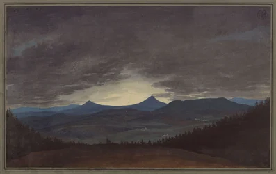 Chaîne de montagnes de Bohême au crépuscule