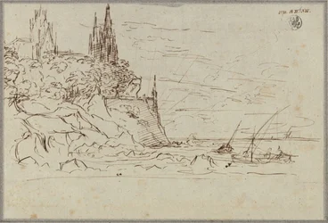 Une église gothique sur une côte maritime escarpée