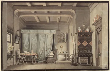 Faust. Drame de Johann Wolfgang von Goethe. Projet pour un décor. La chambre de Gretchen