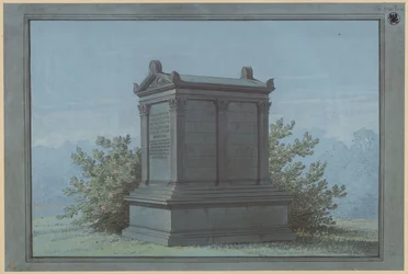 Sarcophage en forme de temple - Belchau (Białochowo), anciennement arrondissement de Graudenz (Powiat Grudziądzki), district administratif de Marienwerder (Województwo Kujawsko-Pomorskie). Projet pour le monument funéraire Klinggräf en forme de petit