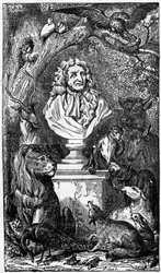 Buste allégorique de Jean de La Fontaine, entouré d