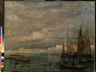 Vue de voiliers dans la lagune de Venise (Peinture de Karl Hagemeister)