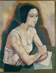 Fille à table