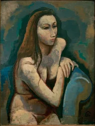Fille dans un fauteuil bleu
