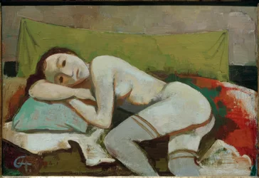 Fille endormie / Peinture