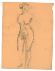 Modèle féminin nu debout vu de face