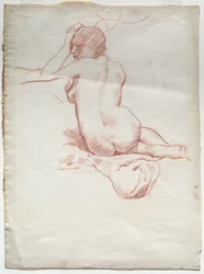 Femme nue assise de dos
