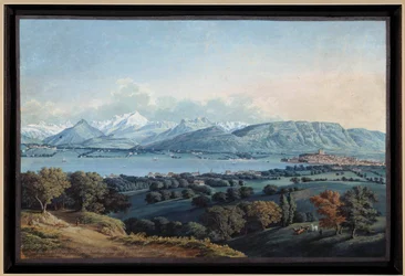 Vue de Genève avec le lac Léman et le Mont Blanc
