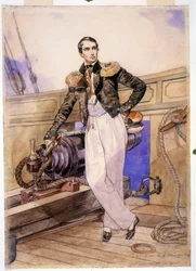 Vladimir Alexeyevich Kornilov (1806-1854) à bord du brick Themistocles. Officier de la marine et chef d