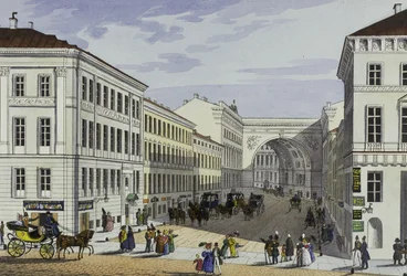 Rue Millionnaya et maison Kotomin à Saint-Pétersbourg, première moitié du 19e siècle