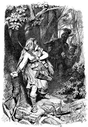 Une jeune fille teutonne poursuivie par des Romains, c1880-1882