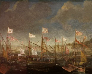 Paysage marin méditerranéen avec galères