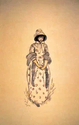Fille en bonnet et châle