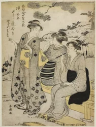 Iris à oreilles de lapin en automne, de la série "Odes les plus choisies sur les fleurs des quatre saisons (Shuku awase, shiki no hana)"