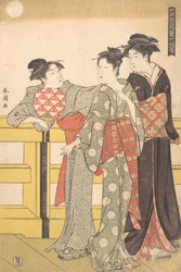 Trois femmes sur un pont, vers 1785