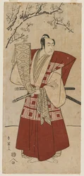 Ichikawa Monnosuke II en tant que seigneur tenant une bannière, 1791