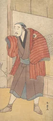 Onoe Matsusuke en tant que serviteur debout à côté d