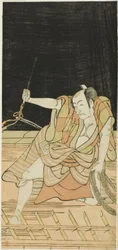 Les acteurs Nakamura Nakazô I (Danshichi Kurobei) et Ichikawa Danjûrô V (Issun Tokubei) dans "Mirror of Osaka in the SummerFestival" ("Natsu MatsuriNaniwa Kagami").