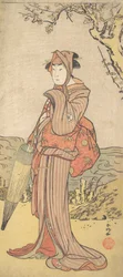 Iwai Kiyotaro en femme sous un prunier, vers 1788