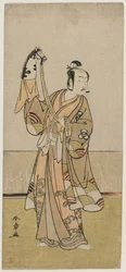 Bando Hikosaburo III tenant une marionnette, milieu des années 1770