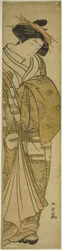 Courtisane portant un kimono à motif de chrysanthème