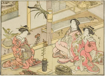 Courtisanes de Kadotsutaya, du livre "Miroir des belles femmes des quartiers de plaisir (Seiro bijin awase sugata kagami)," vol. 1