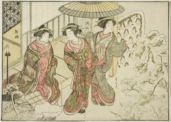 Courtisanes de Nakaomiya, du livre "Miroir des belles femmes des quartiers de plaisir (Seiro bijin awase sugata kagami)," vol. 2