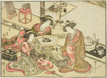 Courtisanes du Yamashiroya, du livre "Miroir des belles femmes des quartiers de plaisir (Seiro bijin awase sugata kagami)", vol. 2