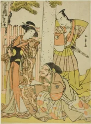 Scène au sanctuaire Tsurugaoka Hachiman, de l