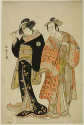 Les acteurs Matsumoto Koshiro IV et Segawa Kikunojo III en tant qu