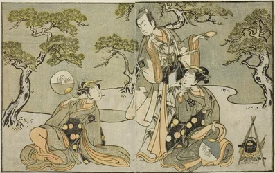 Les acteurs Nakamura Nakazo I en tant que Matsukaze (à droite), Ichikawa Komazo II en tant qu