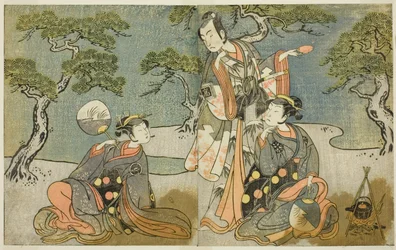 Les acteurs Nakamura Nakazo I en tant que Matsukaze (à droite), Ichikawa Komazo II en tant qu