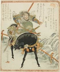 Chohi (Zhang Fei) sur un cheval noir