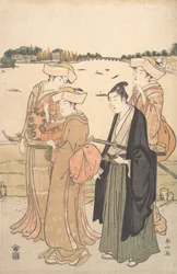 Un Jeune Samouraï et Trois Femmes, vers 1789