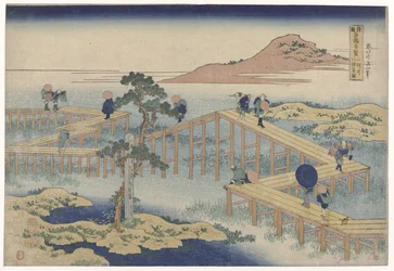 Le pont en zigzag dans la province de Mikawa