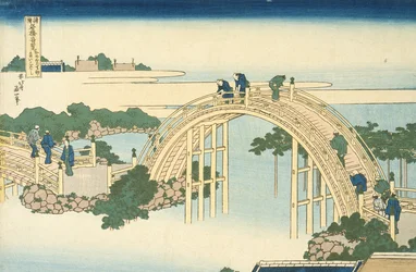 Pont du tambour du sanctuaire Kameido Tenjin de la série Vues merveilleuses des ponts célèbres de toutes les provinces, 19e siècle