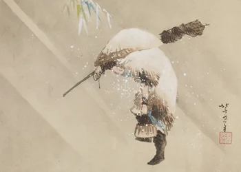 Pêcheur portant son filet dans la neige, c. 1821