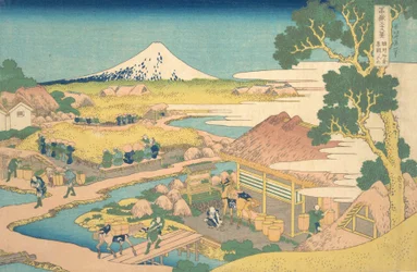 Fuji des champs de thé de Katakura à Suruga, de la série Trente-six vues du mont Fuji, ca. 1830-32