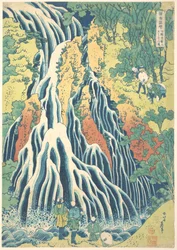 La cascade de Kirifuri sur le mont Kurokami à Shimotsuke (Shimotsuke Kurokamiyama Kirifuri no taki), tirée de la série « Un tour des cascades dans différentes provinces » (Shokoku taki meguri)