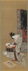 Coutume du Nouvel An : Maquillage le matin du Nouvel An, période Edo, c.1806-11