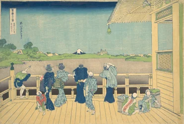 Salle Sazai au temple des cinq cents Arhats Gohyaku Rakanji Sazaido, vers 1830-1832
