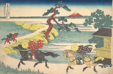 Village de Sekiya sur la rivière Sumida, de la série Thi..., vers 1830-32