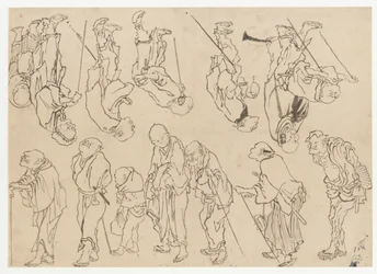 Études de pèlerins boiteux, période Edo, 19ème siècle