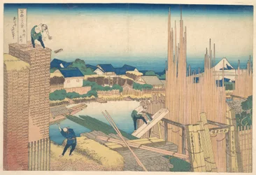 Tatekawa à Honjō (Honjō Tatekawa), tiré de la série « Les trente-six vues du mont Fuji » (Fugaku sanjūrokkei)