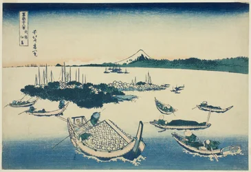 Tsukudajima dans la province de Musashi, de la série "Trente-six vues du mont Fuji"