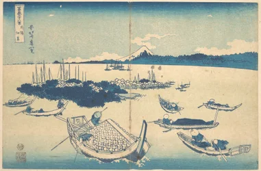 Tsukudajima, dans la province de Musashi (Buyō Tsukudajima), tiré de la série « Les trente-six vues du mont Fuji » (Fugaku sanjūrokkei)