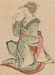 Femme tournée vers la droite, faisant signe