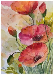 Des coquelicots aux couleurs vives peints à l