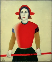 Fille avec bâton rouge