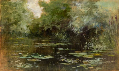 Étang aux lys (huile sur panneau)